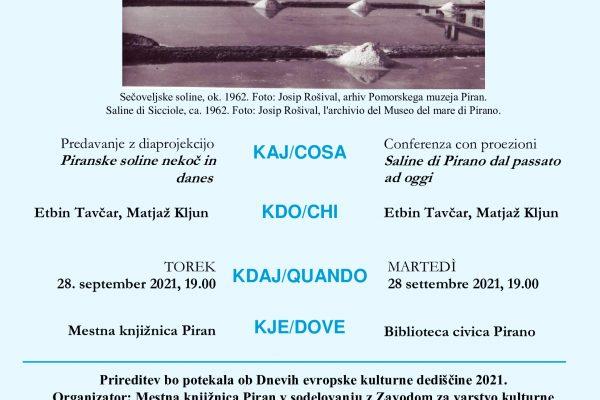 Predavanje z diaprojekcijo “Piranske soline nekoč in danes”